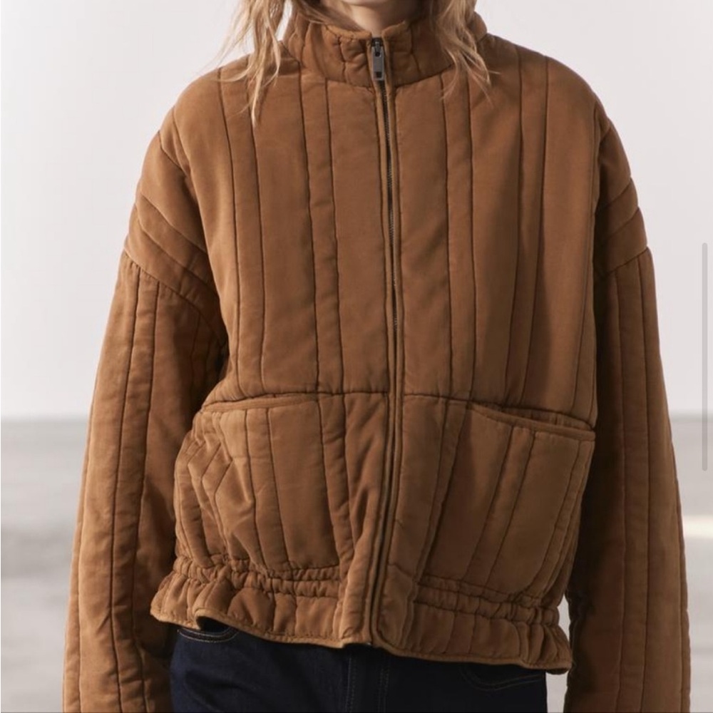 NWT Zara Washed Effect Quilted Jacket - Picture 5 of 12